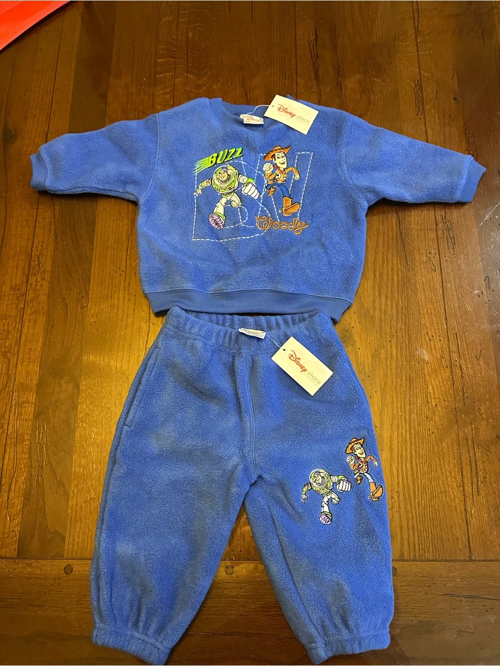 RARE VINTAGE NWT Disney Store Blue Toy Story Buzz & Woody Fleece Set